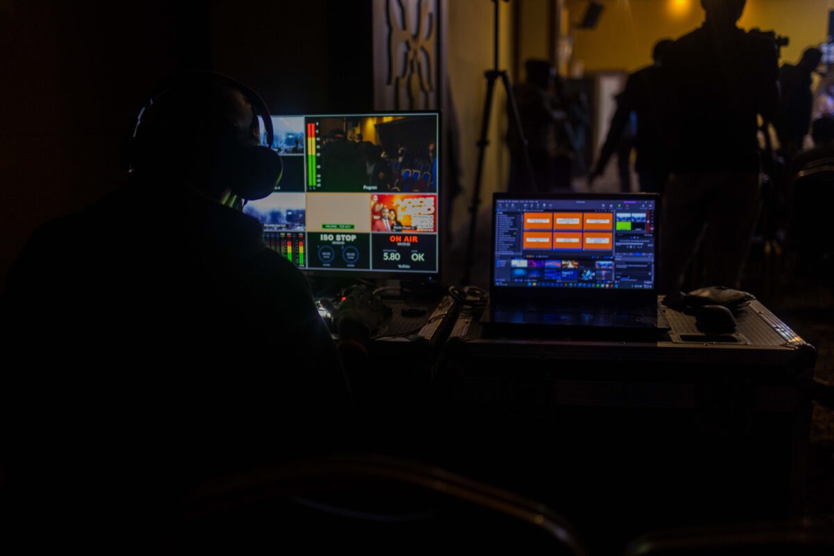 Live streaming director monitoring a multi-camera broadcast in Sydney